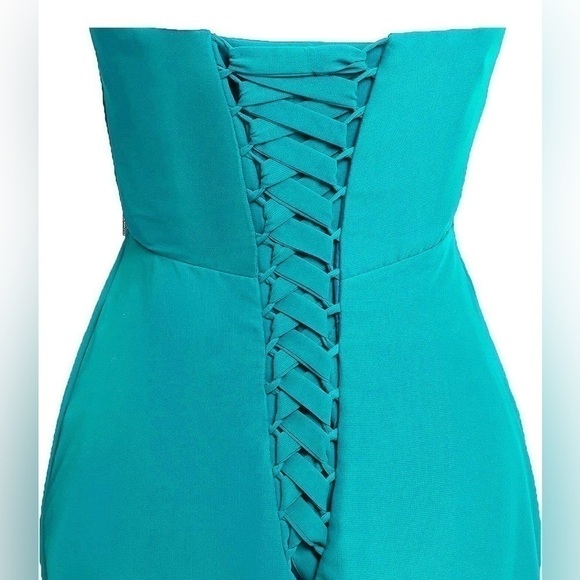 Blue Strapless High Low Bridesmaid Dresses Wedding Event Party Gowns - Picture 6 of 12